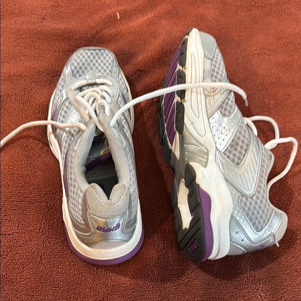 Ryka Silver and Purple Athletic Shoes with Mesh Upper